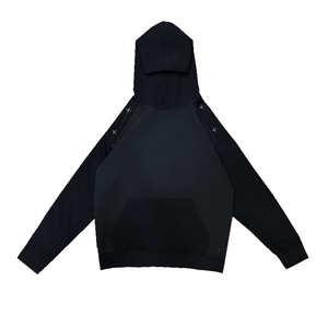 AW132/P78控108秋季社会小伙华夫格连帽金属打底卫衣男图片