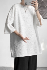 D004-P352025夏季新款特殊面料短袖t恤男士大码港风半袖潮M-5XL，男装T恤，电商B280-1（原A049）