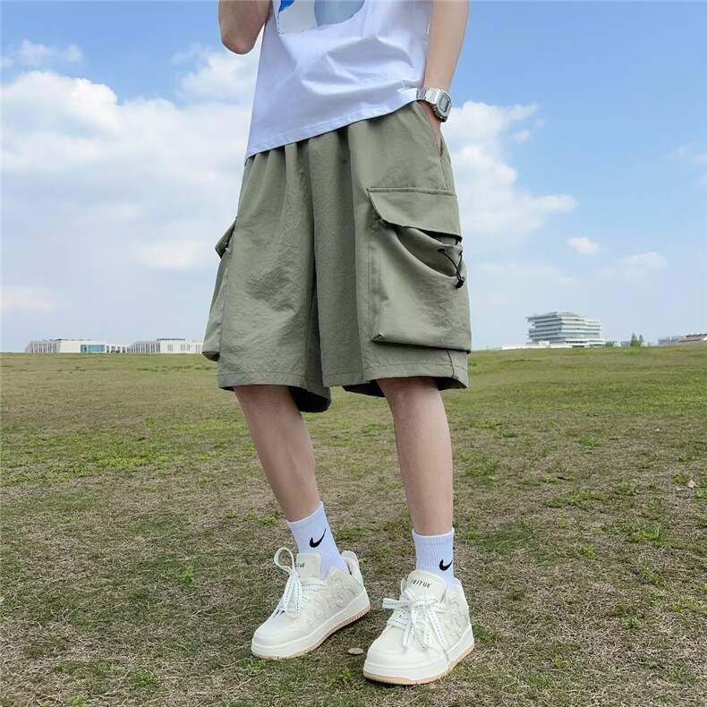 夏季直筒裤纯色工装裤男五分裤潮牌中裤宽松休闲短裤K6939-P28,男装休闲裤,星座512-4