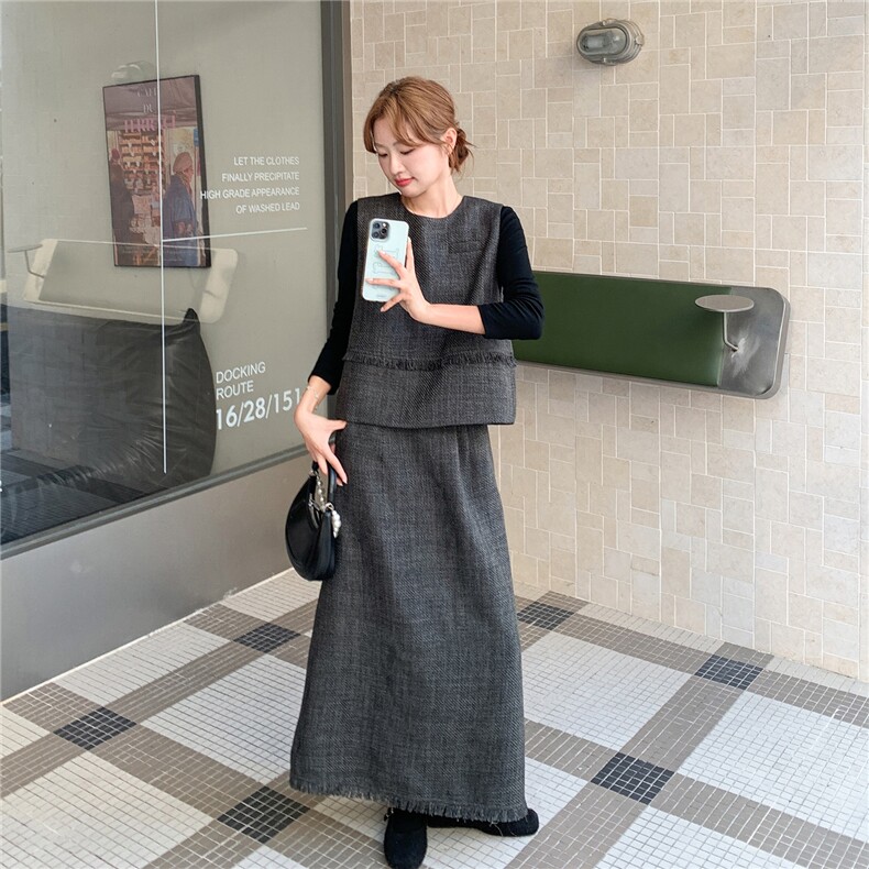 现货新款马甲半裙打底三件套25089P170K258,女装套装/套裙,2D035