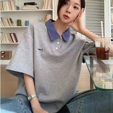 polo衫翻领短袖t恤夏季美式宽松设计感小众假两件上衣JTA01-P40，男装T恤，星座208-5