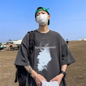抖音得物二开 现货 220克夏装重磅美式高街宽松短袖t恤 MT195图片