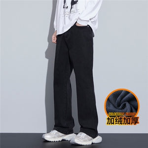 微喇牛仔裤男款美式高街复古男士冬季加厚长裤J8065-P45/加绒P55图片