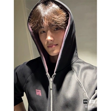 网图短款撞色刺绣双拉链开衫卫衣男女潮牌情侣连帽休闲外套P60，女装短外套，电商C306-1