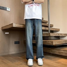 裤子复古美式高街牛仔裤修身直筒水洗做旧男生长裤N7278-P48，男装牛仔裤，星座308B-2