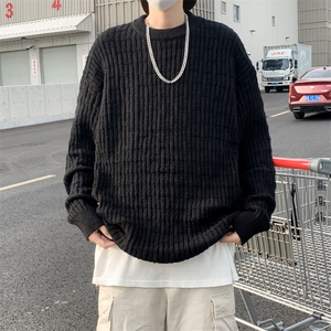 秋款男针织衫圆领套头毛衣针织衫条纹休闲鹿毛绒外套M7009 P50图片