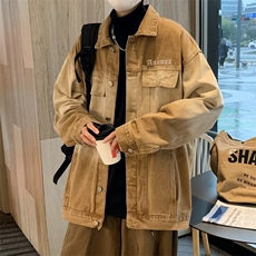 美式复古渐变牛仔外套男春季高街潮牌工装夹克宽松衣服88255-p68，男装工装外套，星座1008