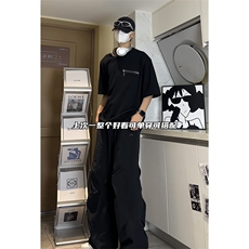 四芒星拉链设计感T恤300g重磅圆领纯棉短袖T2439-特P33，男装T恤，星座1213