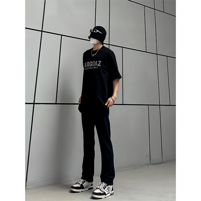 B221美式ins高街暗黑小众情侣毛巾绣直筒牛仔裤LK23021-P65控88,男装牛仔裤,电商B221