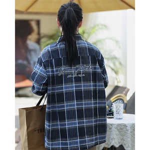 格子刺绣外套中性风 情侣款 917-1-25135 P75图片