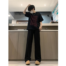 现货秋冬高街直筒阔腿牛仔裤宽松百搭暗扣休闲裤男K616-P50，男装牛仔裤，星座205