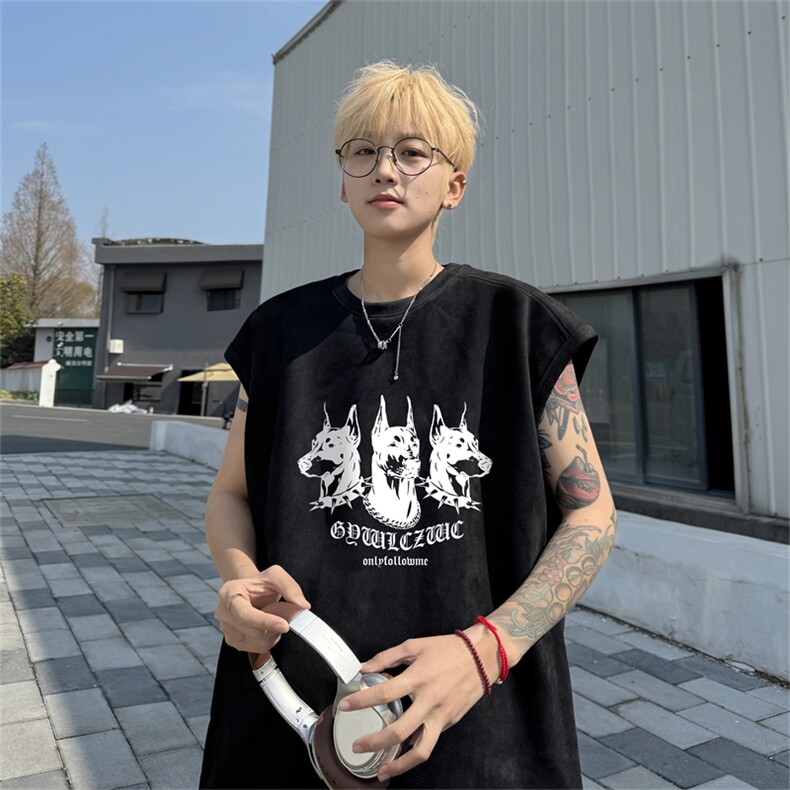 麂皮绒背心坎肩男T恤美式港风潮JB425-特P19控38,男装背心/马甲,电商B370