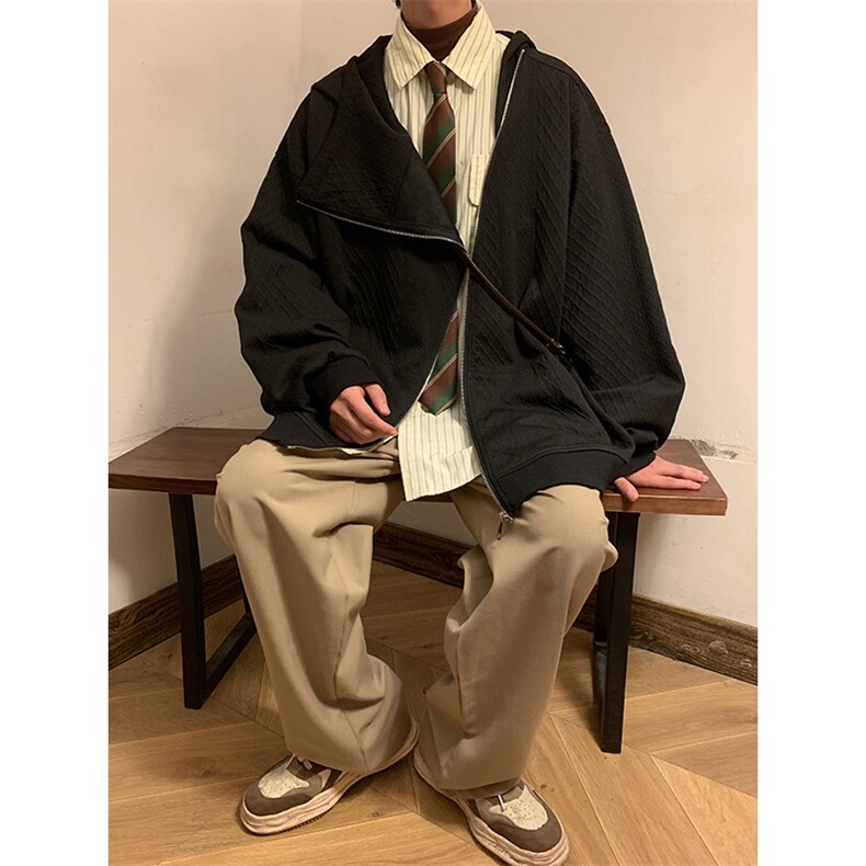 WY8119/P65秋装港风连帽卫衣男女oversize潮牌美式高街外套上衣,男装卫衣,电商A141