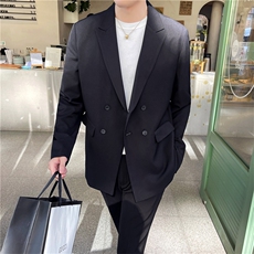 白色痞帅休闲西装男潮流宽松轻熟风西服单西装男士网红外套秋冬款，男装西服，星座505-2（原电商A260-1)