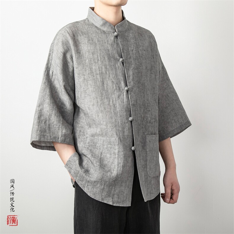 风男装棉麻炒色男士唐装盘扣衬衫C026P85,男装衬衫,钱塘802