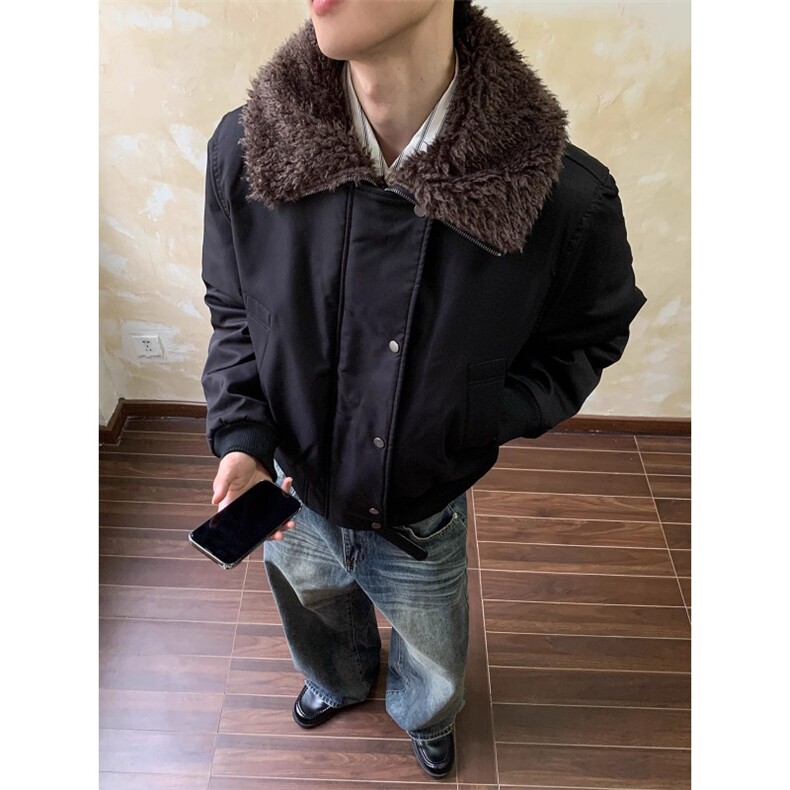 座山雕棉服翻领毛领廓形宽松夹棉外套MY780特P96，男装棉衣，星座908-1