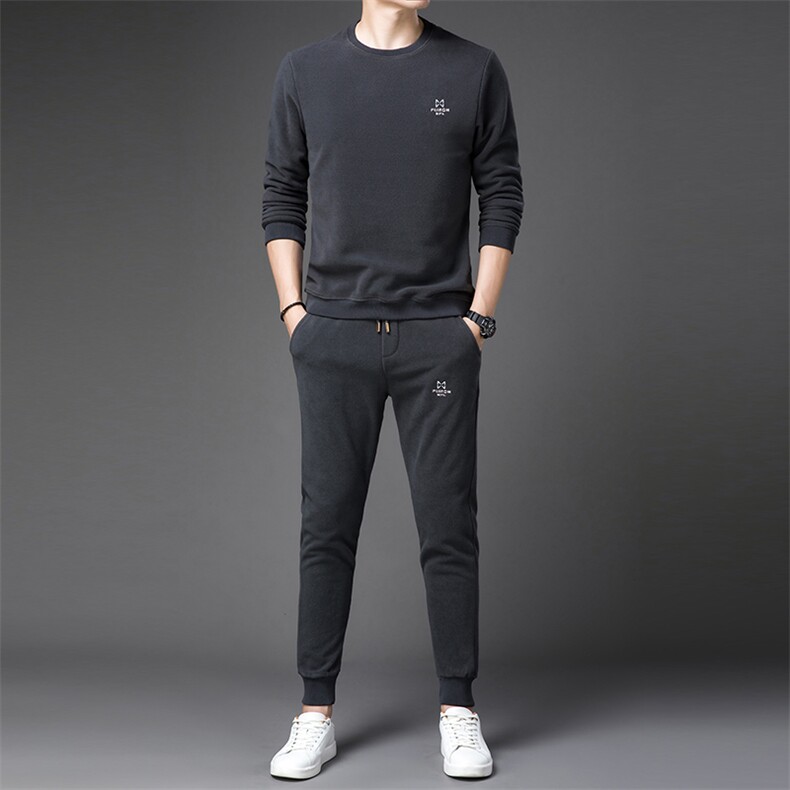 运动套装男秋季中年男士休闲刺绣圆领外套裤子两件套ZL8012-P125，男装休闲套装，电商B212（原钱塘6029）