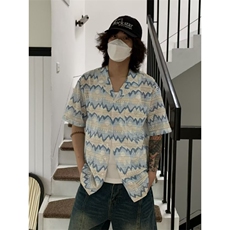 美式潮牌度假穿搭海岛衬衫短袖花衬衣宽松日系休闲上衣男CJ52，男装T恤，星座1116A（原606A-3）