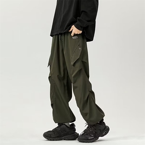 美式高街工装伞兵裤男夏季2024新款潮牌阔腿休闲裤子K5664-P35图片