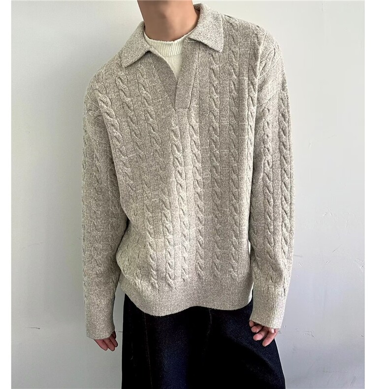 韩系翻领慵懒风针织衫长袖男秋V领宽松休闲毛衣外套MY315，男装针织衫/毛衣，星座1116A（原606A-3）