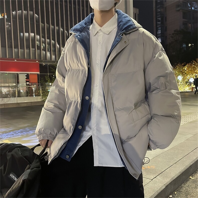 2024冬装牛仔拼接假两件涂层棉衣男M2006P115,男装棉衣,电商C323
