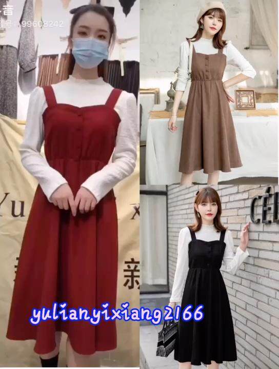 秋装假两件连衣裙，女装连衣裙，雨恋依香