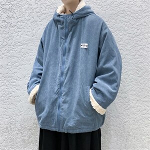 现货冬男女款羊羔毛加厚灯芯绒宽松中性情侣款棉衣外套DM72-P120图片