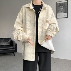 8XL-M秋冬款加绒加厚衬衫男做旧脏脏保暖外套大码衬衣CS29002P65，男装衬衫，电商B312