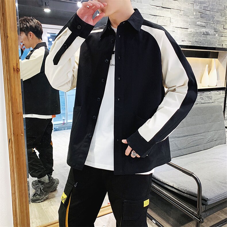 C903-P55衬衫男士长袖韩版潮流帅气衬衣服宽松百搭工装外套潮,男装衬衫,电商D310（原电商305）