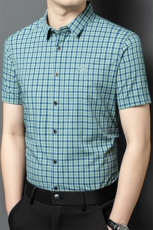 R2599夏季新款男士格子短袖衬衣百搭衬衫商务男装，男装衬衫，电商B360