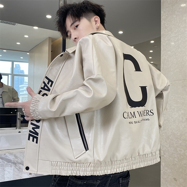 皮衣男新款秋季外套潮流韩版皮夹克男青年修身翻领机车服V999-P85,男装皮衣,星座509