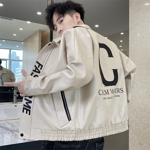 皮衣男新款秋季外套潮流韩版皮夹克男青年修身翻领机车服V999-P85图片