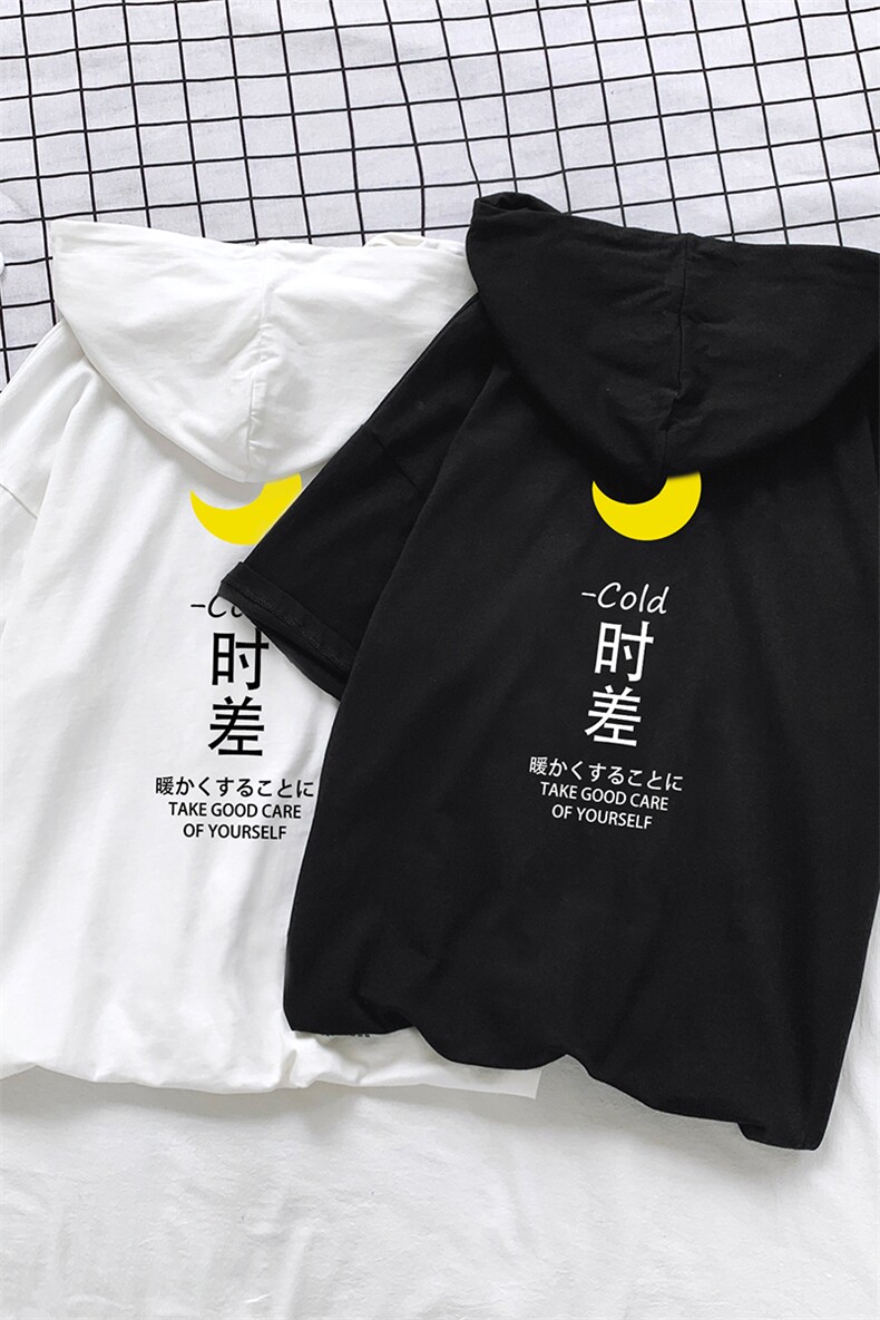 LD54047-P45连帽短袖t恤男大码胖子带帽五分袖中袖,男装T恤,电商A040