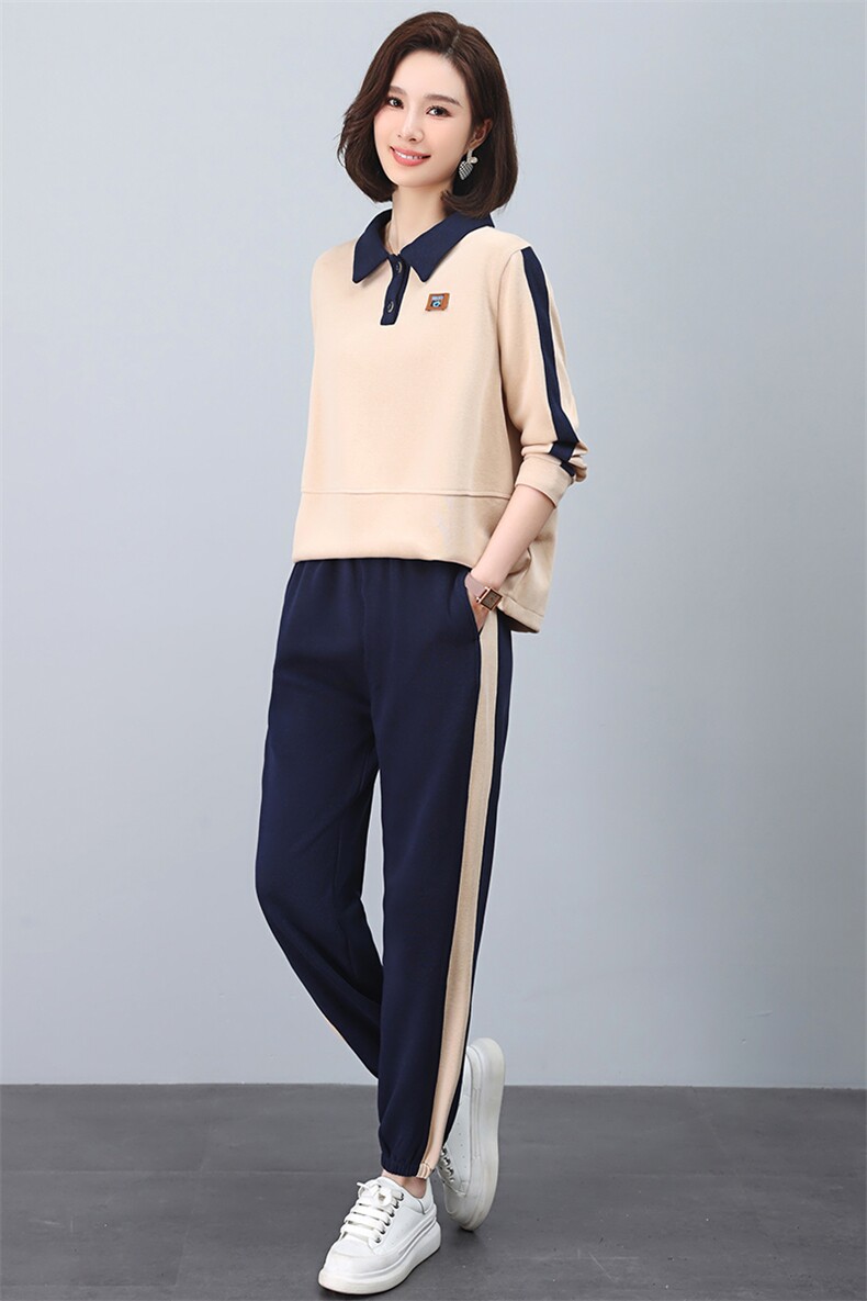 运动服套装女春秋季2025秋装新款时尚妈妈洋气大码休闲卫衣两件套,女装套装/套裙,天丽