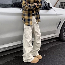 水洗复古工装裤男春秋季美式街头潮牌宽松多褶皱休闲裤子，男装休闲裤，星座506B