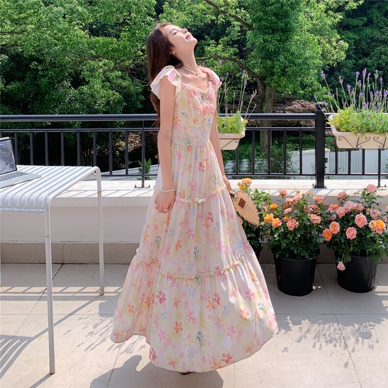 【夏日度假风】温柔甜美显瘦法式碎花连衣长裙A229-1-P125-k185,女装连衣裙,2D148