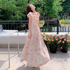 【夏日度假风】温柔甜美显瘦法式碎花连衣长裙A229-1-P125-k185，女装连衣裙，2D148