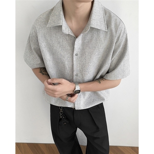 亚麻短袖衬衫男款夏季新款衬衣抗皱通勤休闲潮牌半截袖B711-P53图片