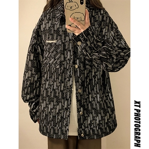中性定制面料夹克女大码情侣潮流大码M-5XL夹克男JK77868P90控148图片