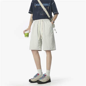 简约冰丝休闲短裤男夏季日系复古沙滩五分裤宽松大码cityboy裤子图片