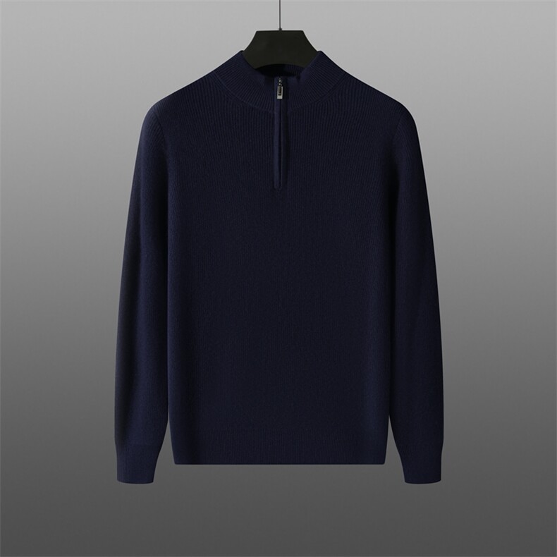 2024秋装新款男士元宝针半开拉链长袖羊绒外套，男装羊绒套衫，旭友羊绒