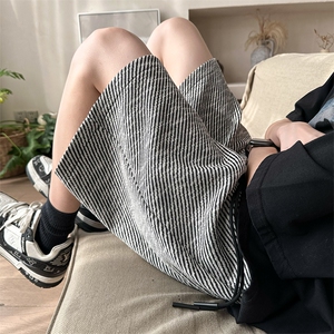 美式条纹短裤男夏季薄款潮牌马裤休闲oversize睡裤居家五5分裤子图片
