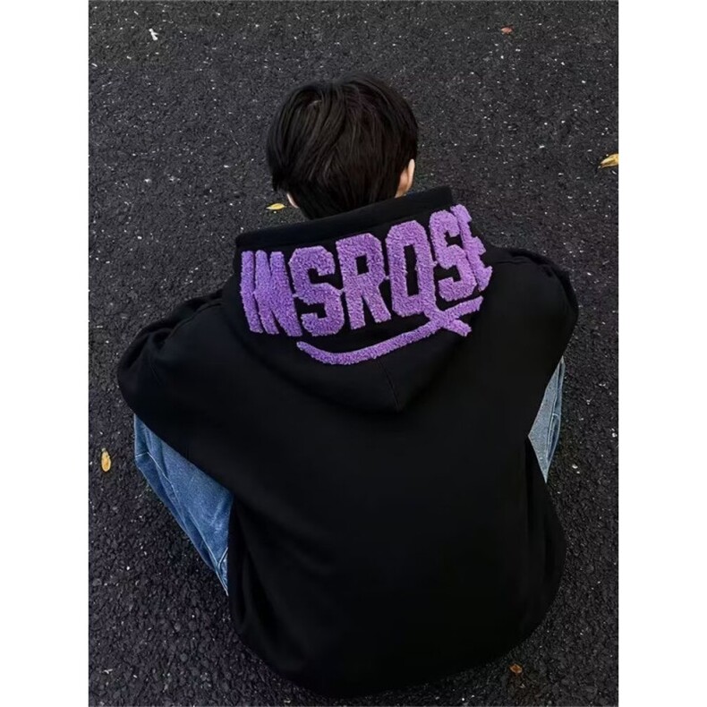 1506/QHK090/P44拼接帽衫百搭宽松休闲卫衣,男装卫衣,星座1506