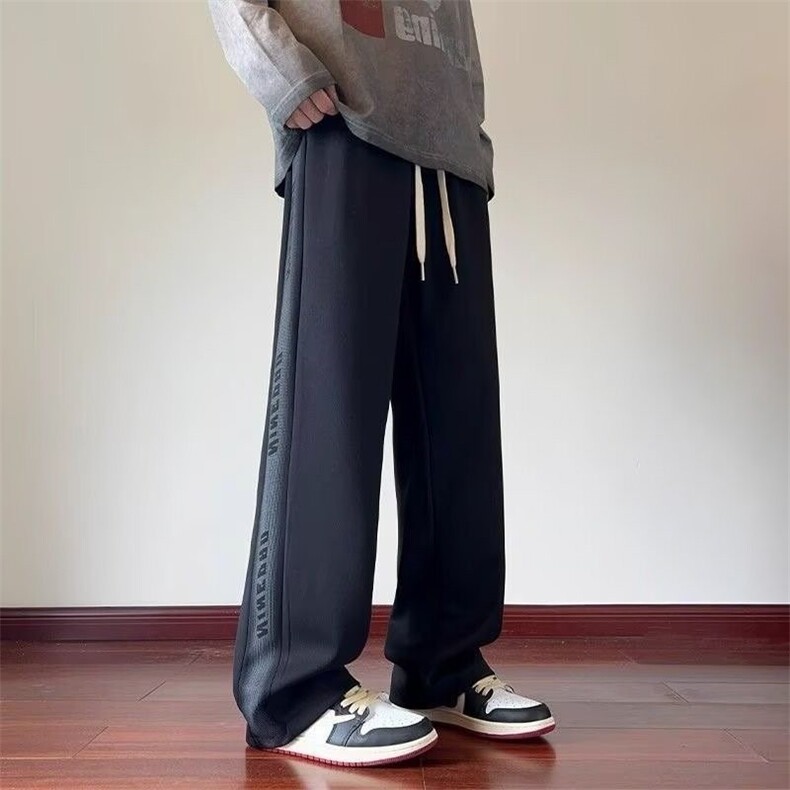 wassuphappy灰色卫裤男春秋季潮牌重磅美式运动裤宽松休闲长裤子,男装休闲裤,星座218-1（原230）