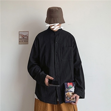 C1061/P28春装潮流男士纯色长袖立领衬衣男士韩版大码衬衫男，男装衬衫，电商A141