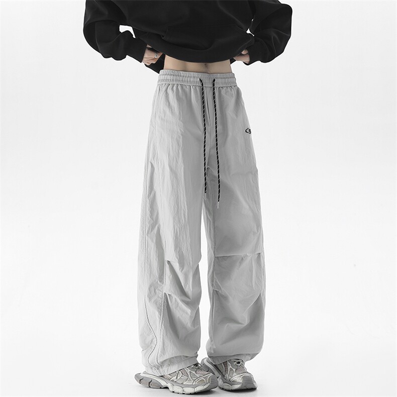 美式褶皱加绒伞兵弯刀宽松直筒运动休闲裤XZ225-3-CK11-P65控89，男装休闲裤，星座225-3