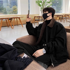 新款秋冬季韩版时尚高级感翻领夹克宽松棉服加绒外套JX9135，男装夹克，星座1116A（原606A-3）