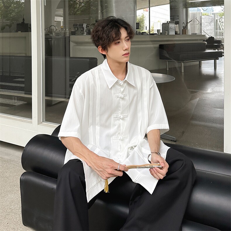 中式元素潮男纯色衬衫A071-C83-P45,男装衬衫,电商A071