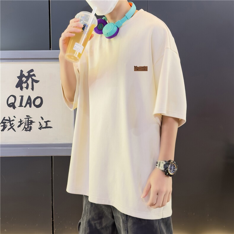 美式休闲风短袖T恤男女宽松简约百搭圆领宽松型上衣T3388-特价P22图片