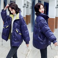 2021新款时尚撞色立领羽绒服修身显瘦保暖外套，女装羽绒服，奕薇雅